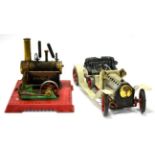 Mamod Live Steam Roadster (G-F) together with a Stationary engine (F, scorch damaged) (2)