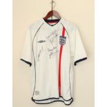 England Signed Shirt signed by the goal scorers of the Germany 1 England 5 match 2001: Steven