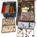 A Collection of Mixed Tackle, including a display case of lures, fly boxes and flies, a display case