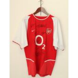 Arsenal Signed Shirt From The Invincible Season with 11 signatures, and a team autograph sheet