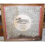 A Framed 1930 Derby Winner 'Blenheim' Silk Scarf (heavily stained)