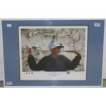 A Limited Edition Tiger Woods 'Eldrick' Print, by Murno Baha 1996, framed and glazed