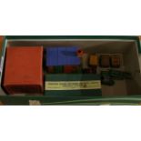 Hornby Series O Gauge Platelayers Hut (E-G box G) four items of luggage, barrow and luggage ticket