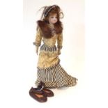 French Gaultier Fashion Doll, with bisque socket head and shoulder mount, kid leather body, swivel