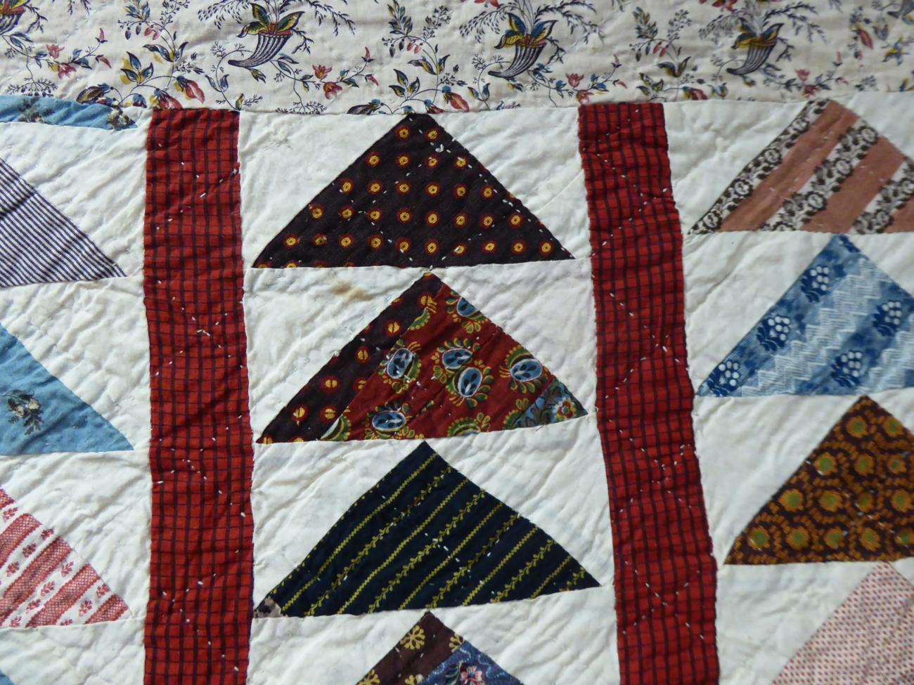 Early 19th Century Pieced Quilt in the Flying Geese Pattern, predominant colours of cream and dark - Image 4 of 9