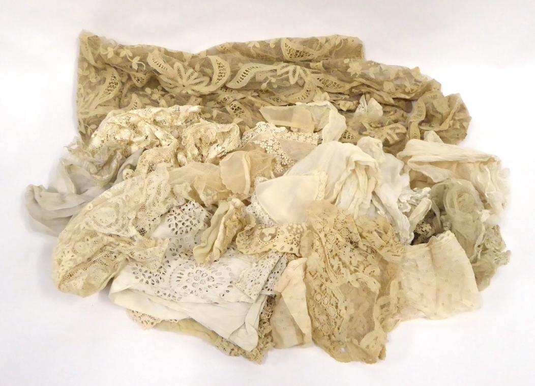 Assorted Circa 19th Century and Later Lace Items, including detachable sleeves, collars, modesty