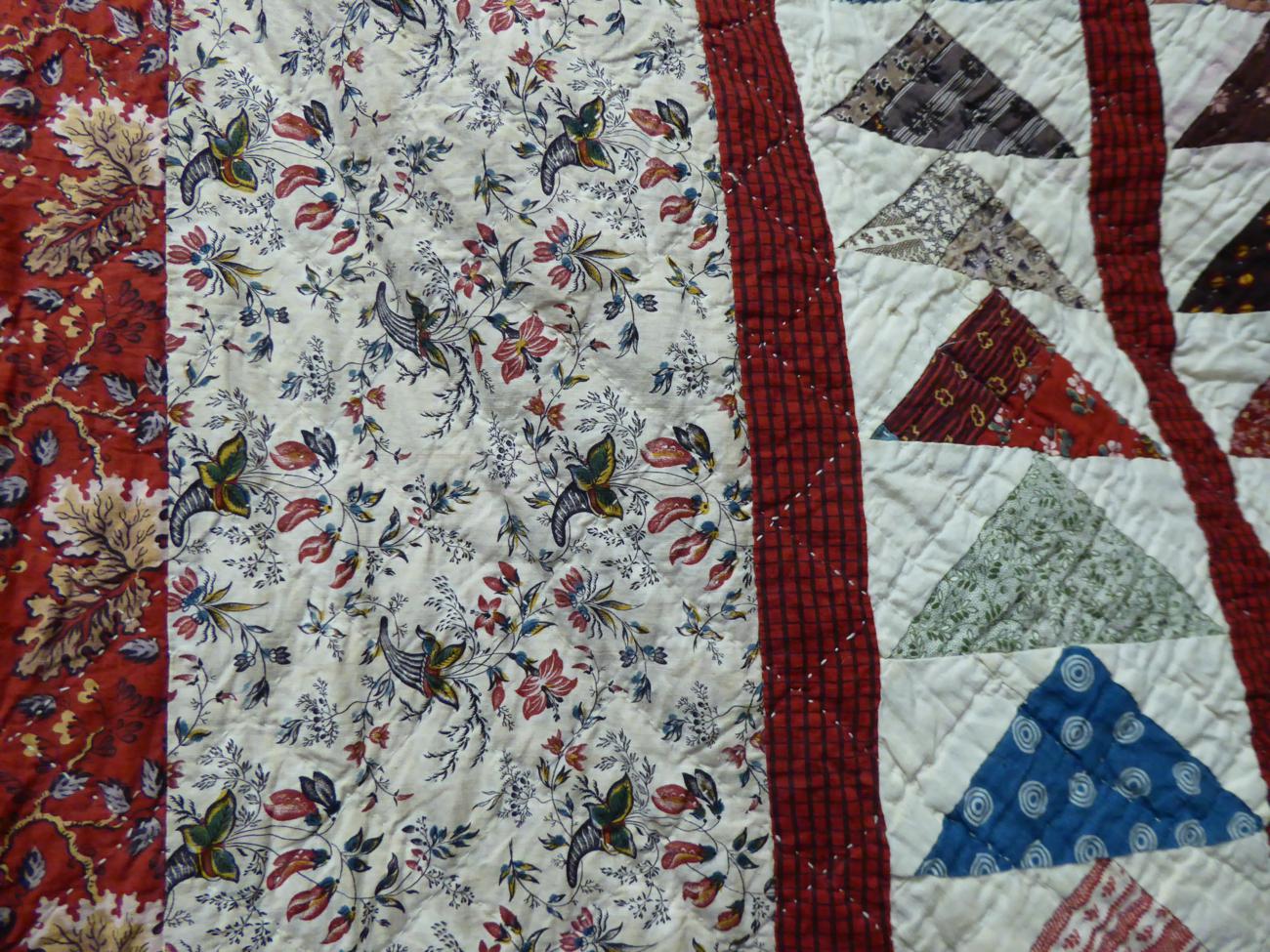 Early 19th Century Pieced Quilt in the Flying Geese Pattern, predominant colours of cream and dark - Image 3 of 9