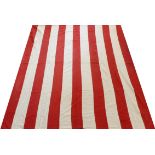 Late 19th Century Turkey Red and White Striped Bed Cover, with chevron quilted design overall, 190cm