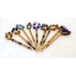 Nine Assorted Bone Lace Bobbins With Spangles, including four named examples, 'Mary', 'My Love...