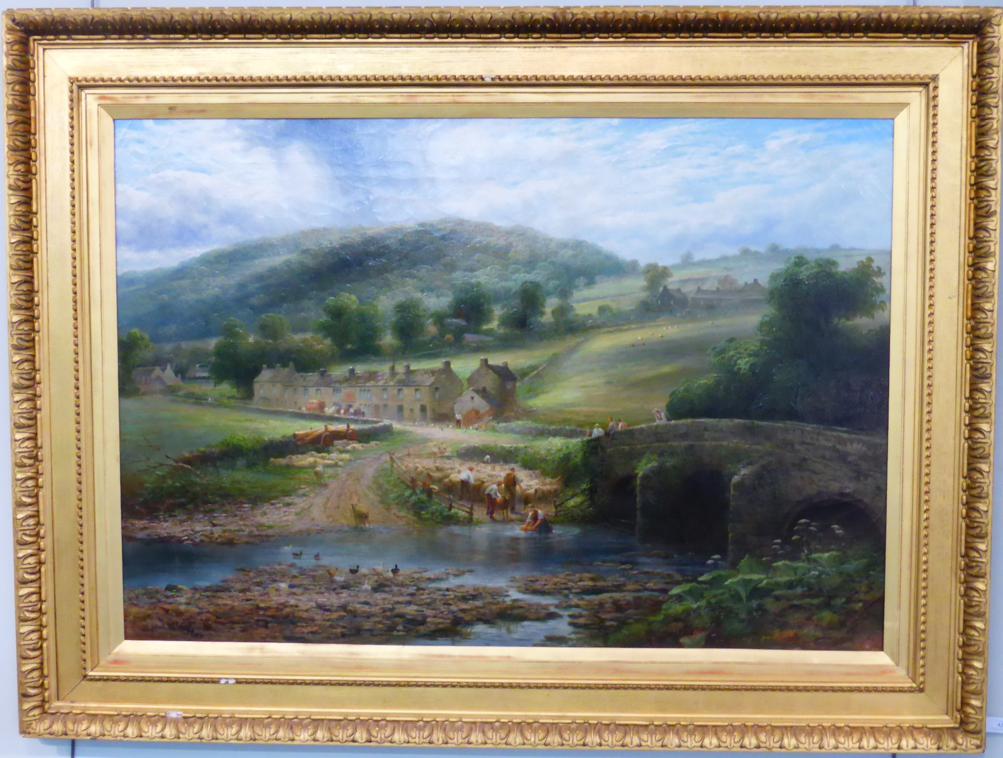 Joseph Wrightson McIntyre (1841-1897) ''Grindleford Bridge, Derbyshire'' Signed and dated (18)86, - Image 2 of 3