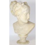 After Antonio Canova (Italian, 1757-1822); A White Marble Bust of the Venus Italica, on a circular