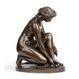 Jean Jacques Pradier (Swiss, 1790-1852): La Toilette d'Atalante, a bronze figure of a girl