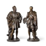 Jean-Jacques Feuchère (French, 1807-1852): A Pair of Bronze Figures of Benvenuto Cellini and Bernard