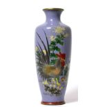 A Japanese Cloisonné Enamel Vase and Cover, early 20th century, of ovoid form with flared rim,