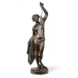 Jean Jacques Pradier (Swiss, 1790-1852): La Pêche, a bronze figure of a girl holding fish and a net,