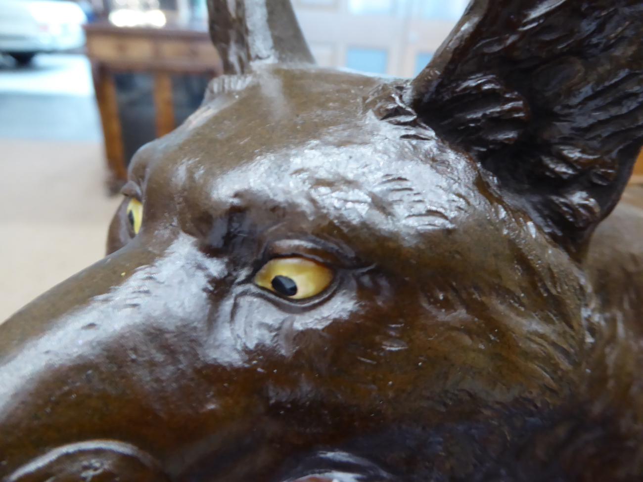 A Japanese Bronze Figure of a Fox, Meiji period (1868-1912), naturalistically modelled with an alert - Image 3 of 5