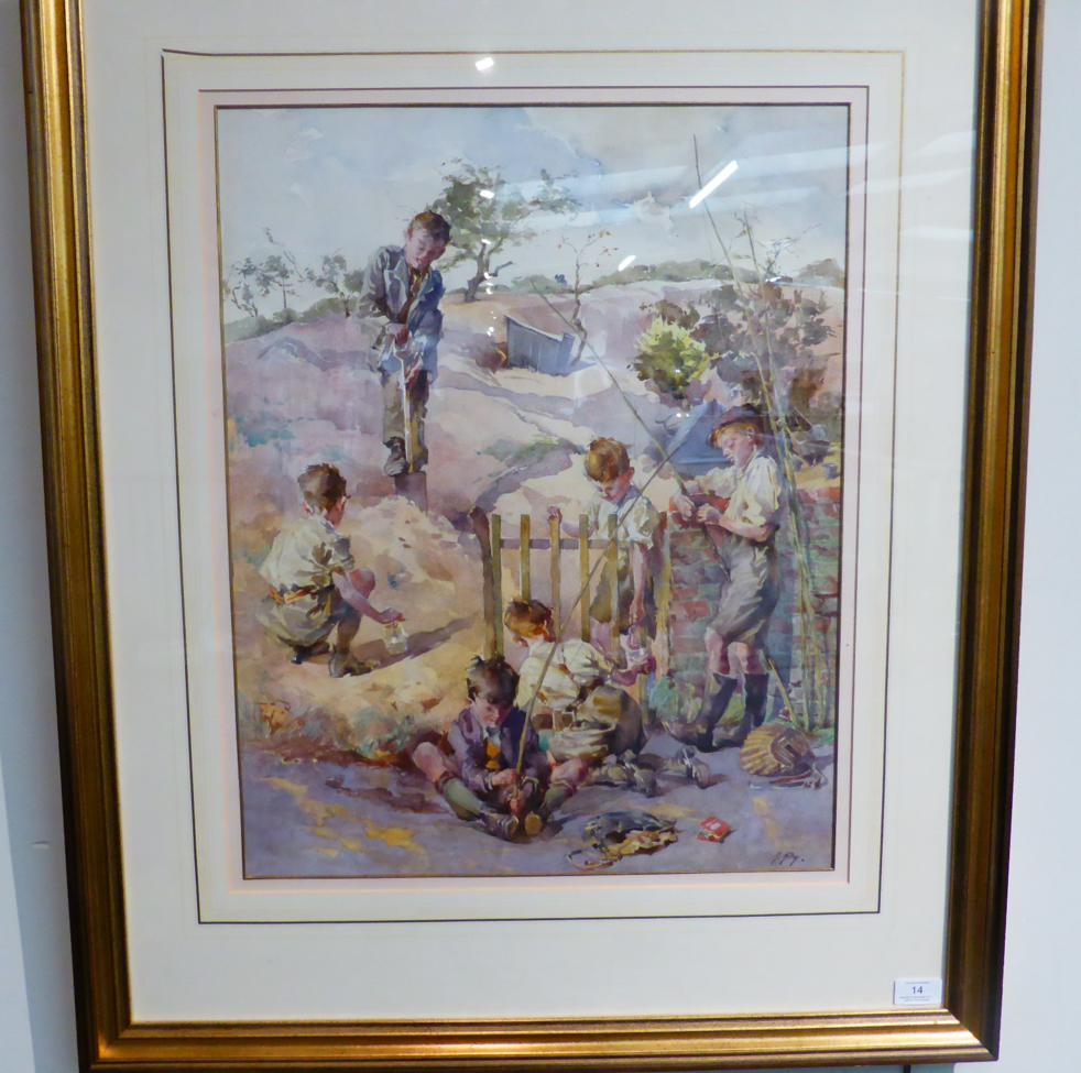 Anna Airy (1882-1964) ''Bait'' Signed, with various labels verso, watercolour, 58cm by 45.5cm See - Image 2 of 6