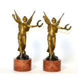 A Pair of Bergmann Gilt Bronze Figures of Victory, early 20th century, modelled as winged