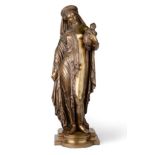 Jean Jacques Pradier (Swiss, 1790-1852): Pandore, a bronze figure of a classical maiden holding an