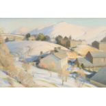 William Heaton Cooper (1903-1995) View of Troutbeck in snow Signed, pencil and watercolour, 32.5cm