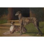 John Charlton (1849-1917) ''Greyhounds 'Fullerton' and 'Bit of Fashion' outside Shortflatt Tower''