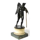 A Bronze Figure of Chronos, probably French or German, circa 1800, the winged figure standing