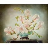 Cecil Kennedy (1905-1997) Still life of magnolia in a celadon vase Signed, oil on canvas, 48.5cm