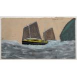 Alfred Wallis (1855-1942) Sailing Boat Signed in pencil, mixed media, 18.5cm by 33.5cm Provenance: