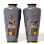 A Pair of Japanese Cloisonné Enamel Vases, Meiji period (1868-1912), of baluster form with everted