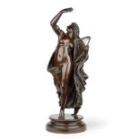 Jean Jacques Pradier (Swiss, 1790-1852): La Poesié Légère, a bronze figure of a maiden holding a