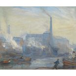 Florence Adelina Hess WIAC (1891-1974) ''Leeds Wharf'' Oil on canvas, 49.5cm by 60cm Provenance: