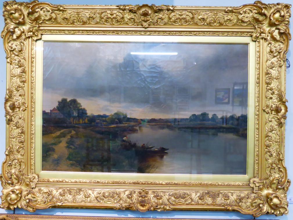 Alfred Walter Williams (1824-1905) ''A calm morning on the Thames'' Initialled and dated 1852, oil - Image 2 of 2