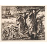 Sir Frank Brangwyn RA, RWS, RBA (1867-1956) ''Billingsgate Fish Porters'' (1920) Signed, etching,