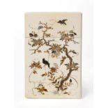 A Japanese Ivory, Lacquer and Shibayama Card Case, Meiji period (1868-1912), decorated with birds