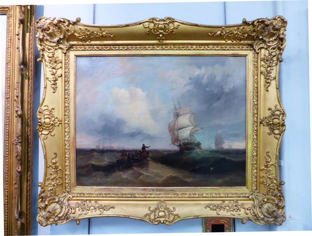 John Wilson Carmichael (1800-1868) Shipping in choppy waters Signed and dated 1839, oil on canvas, - Image 2 of 3