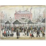 After Laurence Stephen Lowry RA (1887-1976) ''Market Scene in a Northern Town'' Signed in pencil,