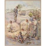 Anna Airy (1882-1964) ''Bait'' Signed, with various labels verso, watercolour, 58cm by 45.5cm See