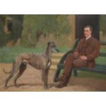 John Charlton (1849-1917) Greyhound 'Fullerton' with his trainer and breeder E. Dent, Esq.,