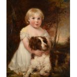 Circle of Margaret Sarah Carpenter (1793-1872) Portrait of a young child kneeling in a wooded