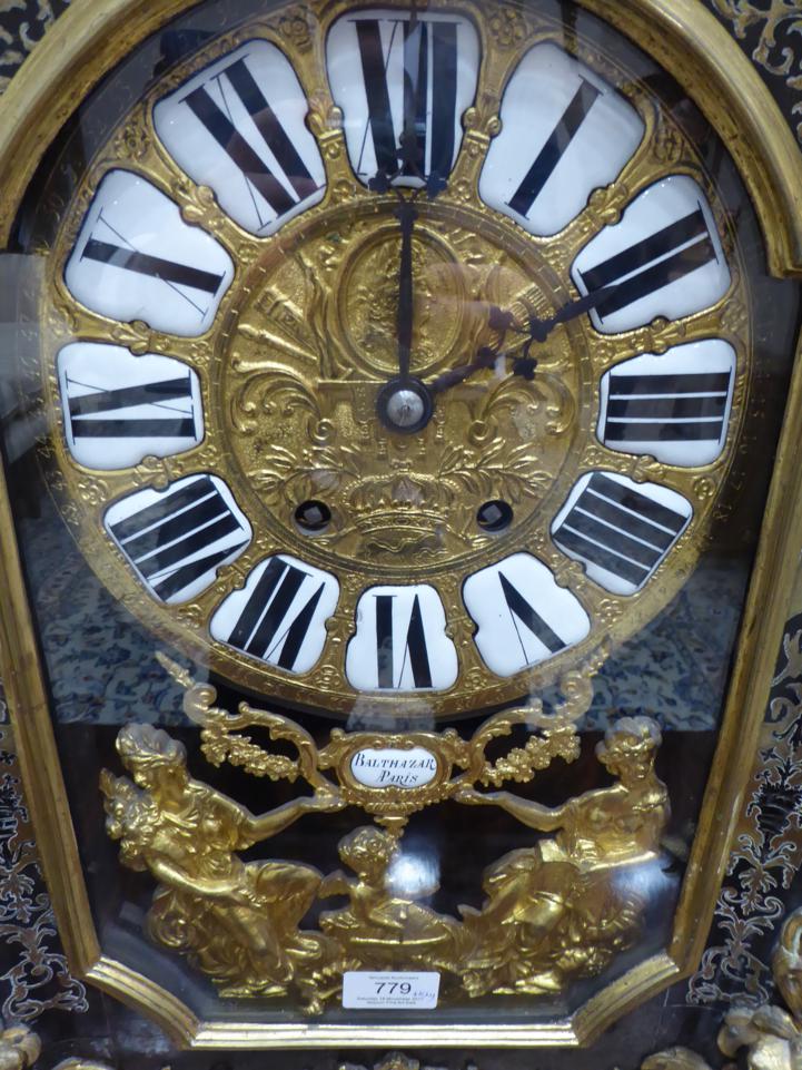 A Louis XIV Style ''Boulle'' Striking Table Clock, circa 1870, the elaborate case with tortoiseshell - Image 6 of 9