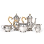 A George V Silver Five Piece Tea and Coffee Service, Adie Bros Ltd, London 1923/25, of baluster
