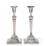 A Pair of George III Silver Candlesticks, John Parsons & Co, Sheffield, date letter indistinct