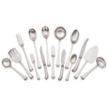 A French Silver Service of Mazarin Pattern Flatware, Puiforcat, Paris, 1st Standard, 20th century,