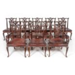 A Set of Twelve Carved Mahogany Dining Chairs, attributed to R Strahan of Dublin, late 19th century,