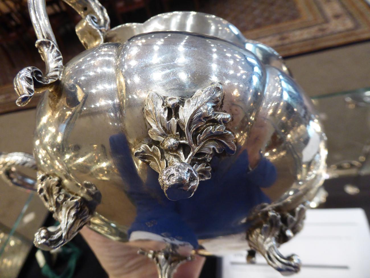 A William IV Silver Three Piece Tea and Coffee Service, Paul Storr, London 1836/37, of melon - Image 13 of 14