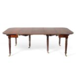 A Good Regency Mahogany Telescopic Extending Dining Table, early 19th century, with three original