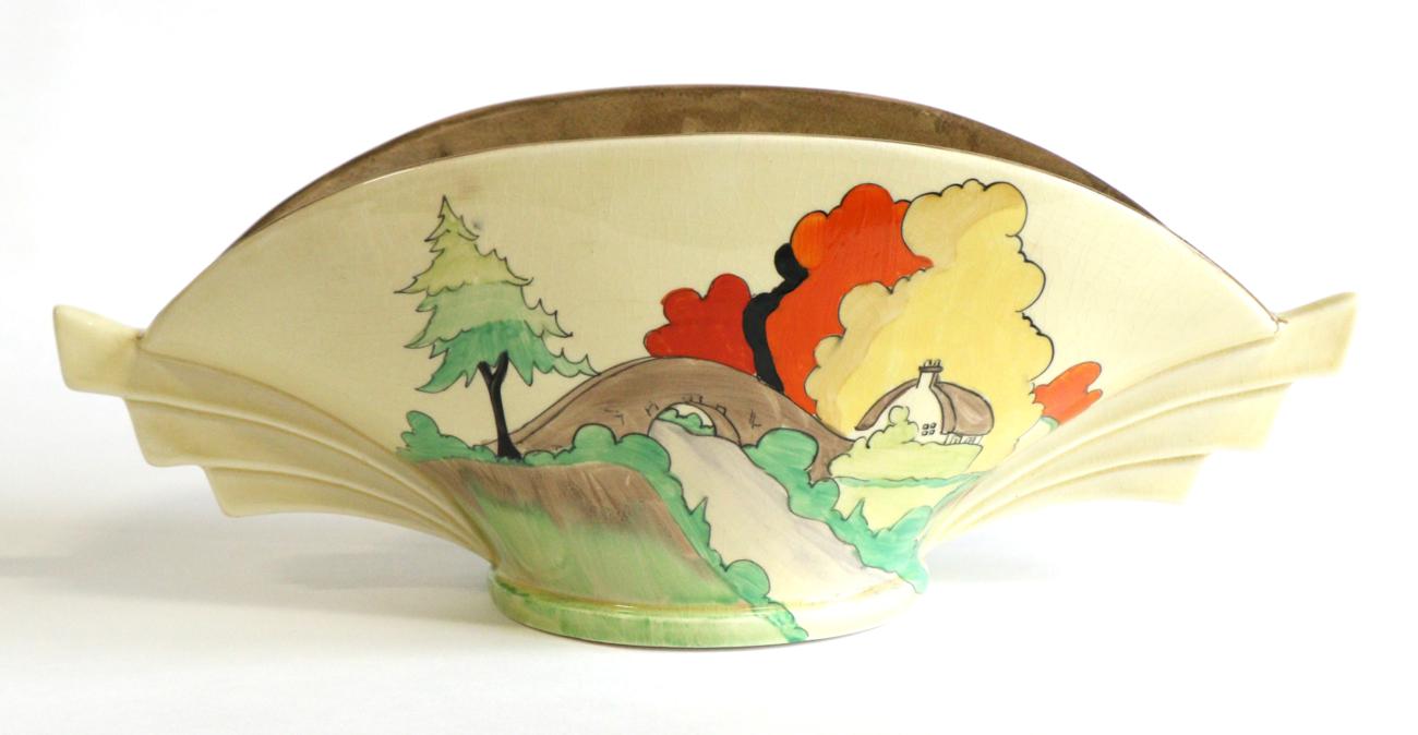 Clarice Cliff (British, 1899-1972): A Lorna Pattern Daffodil Bowl, shape 450, printed Clarice