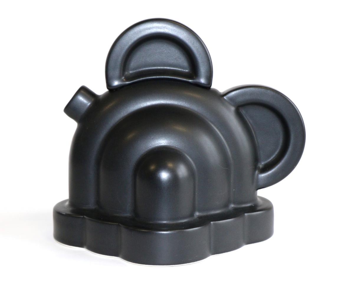 Ettore Sottsass (Austrian, 1917-2007): A Teapot and Cover, matt black glaze, moulded mark Designed