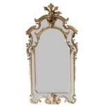 A Régence Style Gilt and Gesso Marginal Mirror, mid 19th century, the flowerhead frame with acanthus