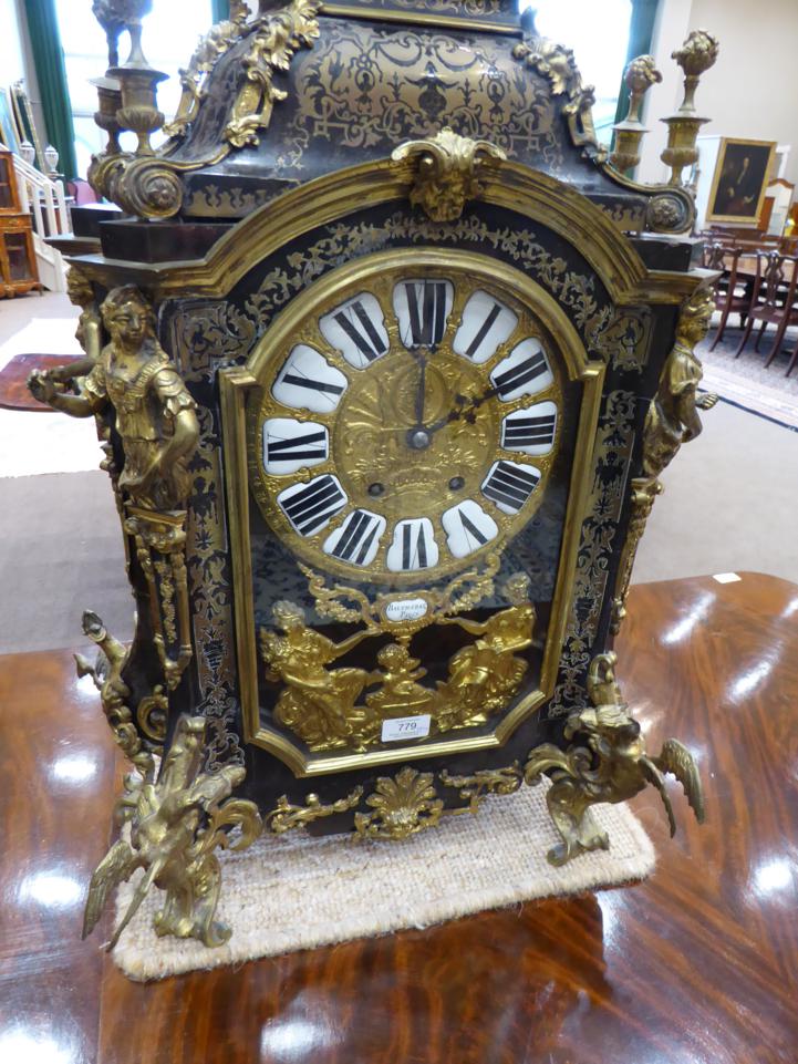 A Louis XIV Style ''Boulle'' Striking Table Clock, circa 1870, the elaborate case with tortoiseshell - Image 3 of 9